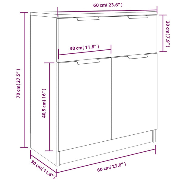 3-tlg. Sideboard Räuchereiche Holzwerkstoff