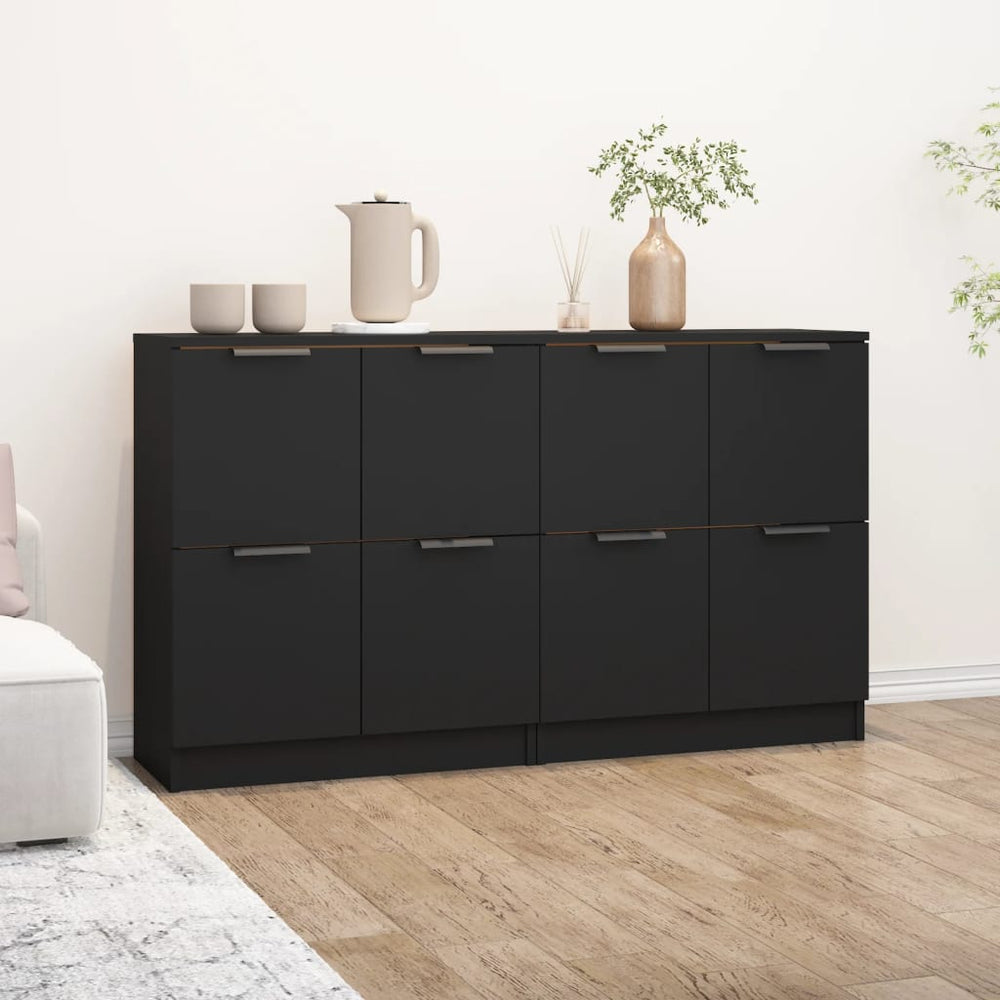 vidaXL Sideboards 2 pcs. Black 60x30x70 cm Engineered Wood