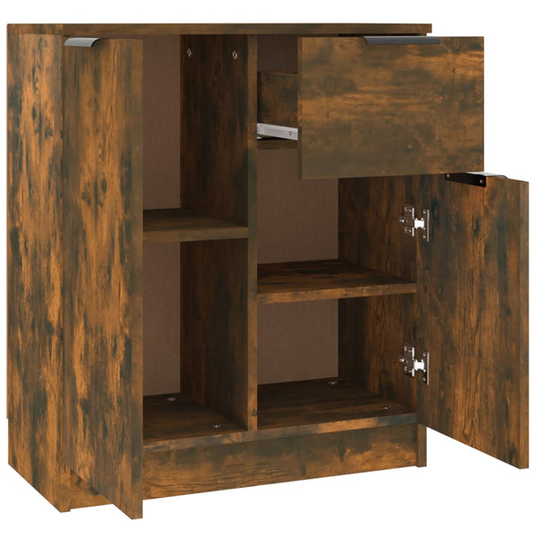 Sideboards 2 Stk. Räuchereiche 60x30x70 cm Holzwerkstoff