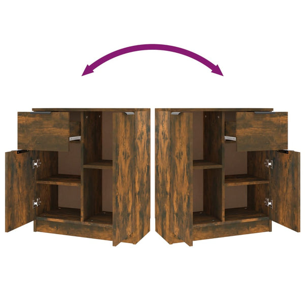 Sideboards 2 Stk. Räuchereiche 60x30x70 cm Holzwerkstoff