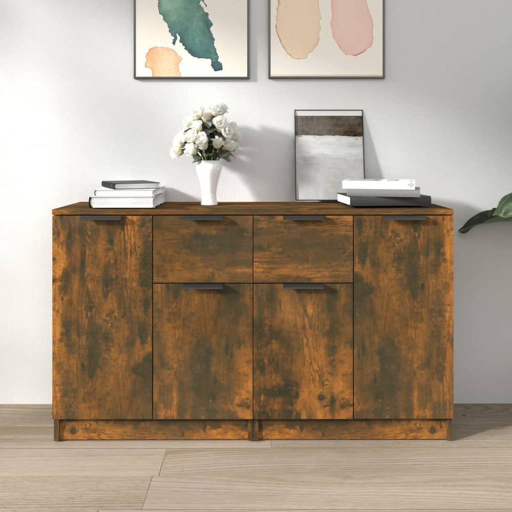 vidaXL Sideboards 2 pcs. Smoked Oak 60x30x70 cm Engineered Wood
