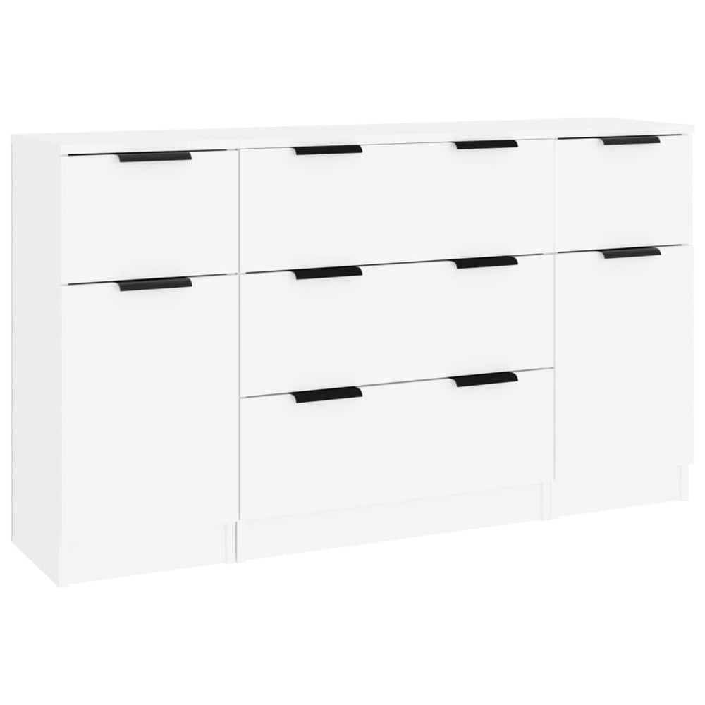 vidaXL 3-Piece Sideboard Set White Engineered Wood