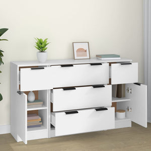 3-tlg. Sideboard-Set Weiß Holzwerkstoff