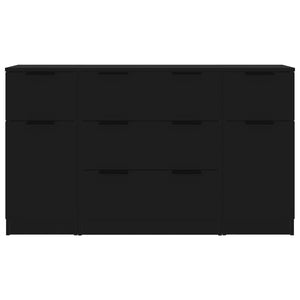 3-tlg. Sideboard-Set Schwarz Holzwerkstoff