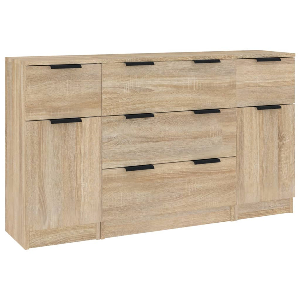 vidaXL 3-Piece Sideboard Set Sonoma Oak Engineered Wood