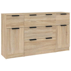vidaXL 3-Piece Sideboard Set Sonoma Oak Engineered Wood