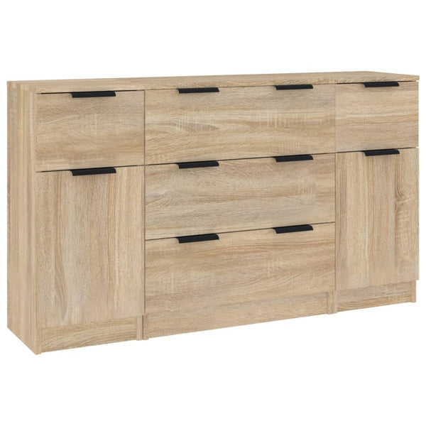 vidaXL 3-Piece Sideboard Set Sonoma Oak Engineered Wood