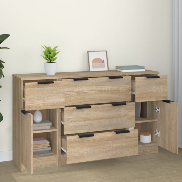 vidaXL 3-Piece Sideboard Set Sonoma Oak Engineered Wood