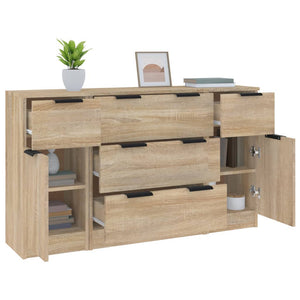 vidaXL 3-Piece Sideboard Set Sonoma Oak Engineered Wood