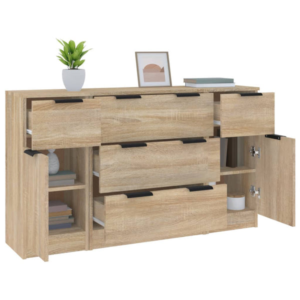 vidaXL 3-Piece Sideboard Set Sonoma Oak Engineered Wood