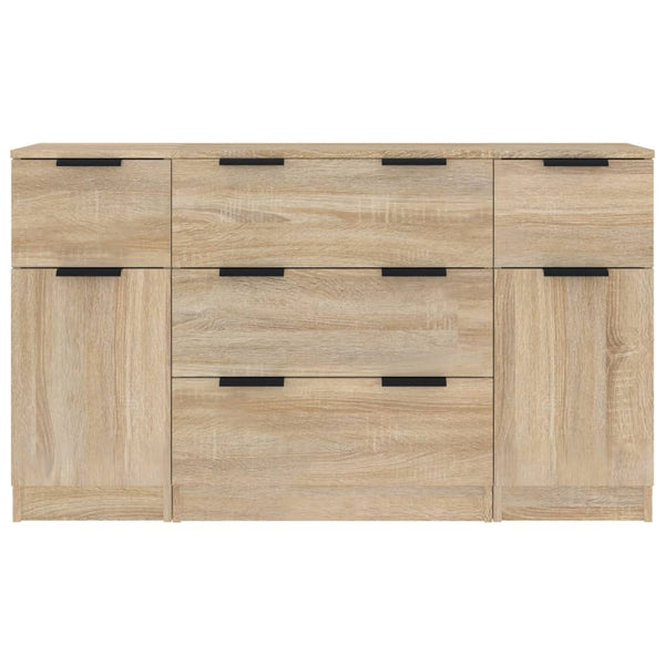 vidaXL 3-Piece Sideboard Set Sonoma Oak Engineered Wood
