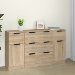 vidaXL 3-Piece Sideboard Set Sonoma Oak Engineered Wood