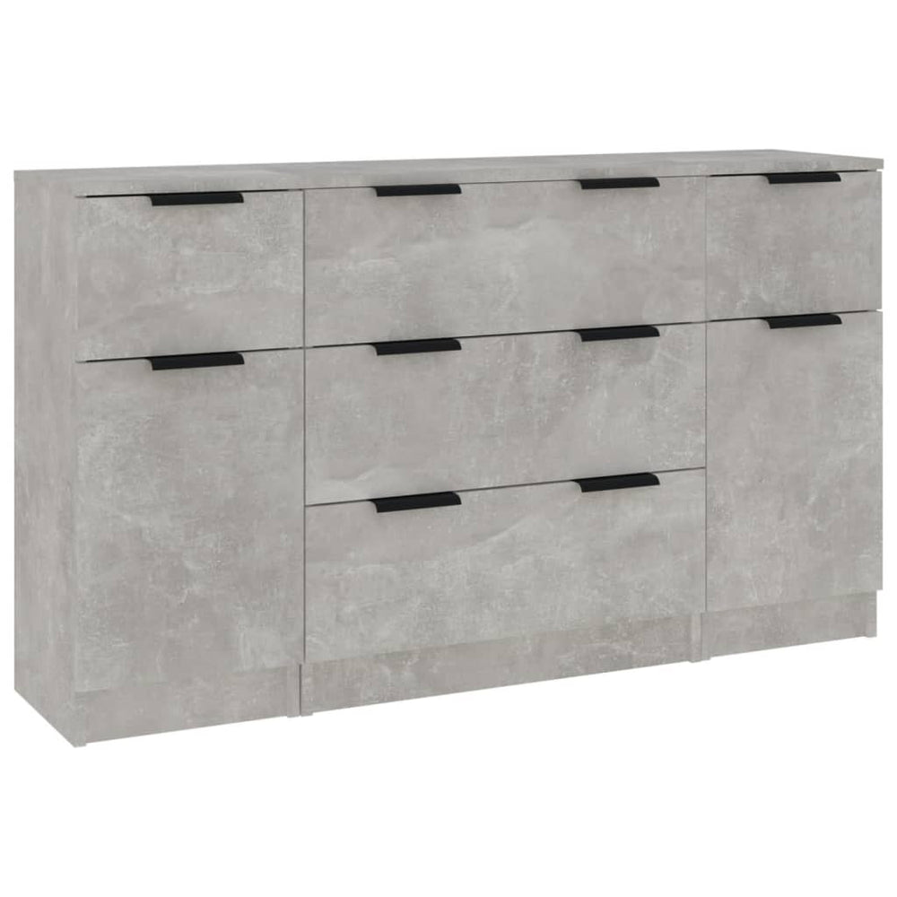 vidaXL 3-Piece Sideboard Set Concrete Grey Engineered Wood