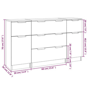 3-tlg. Sideboard-Set Betongrau Holzwerkstoff