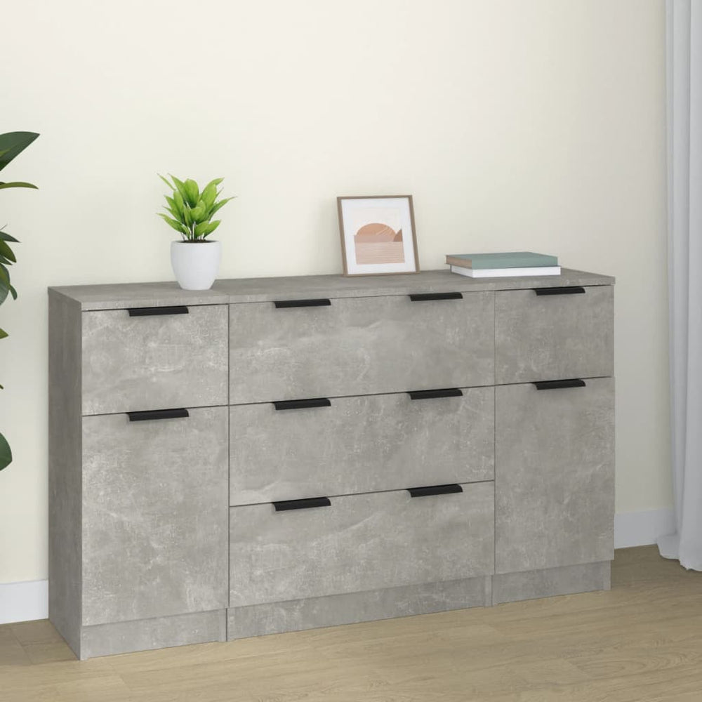 vidaXL 3-Piece Sideboard Set Concrete Grey Engineered Wood