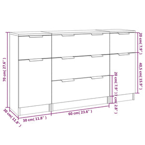3-tlg. Sideboard-Set Räuchereiche Holzwerkstoff