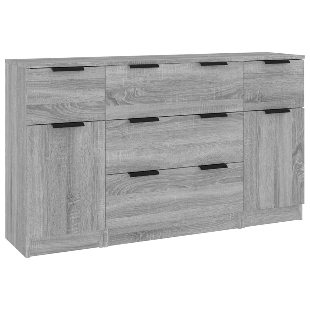 vidaXL 3-Piece Sideboard Set Grey Sonoma Chipboard