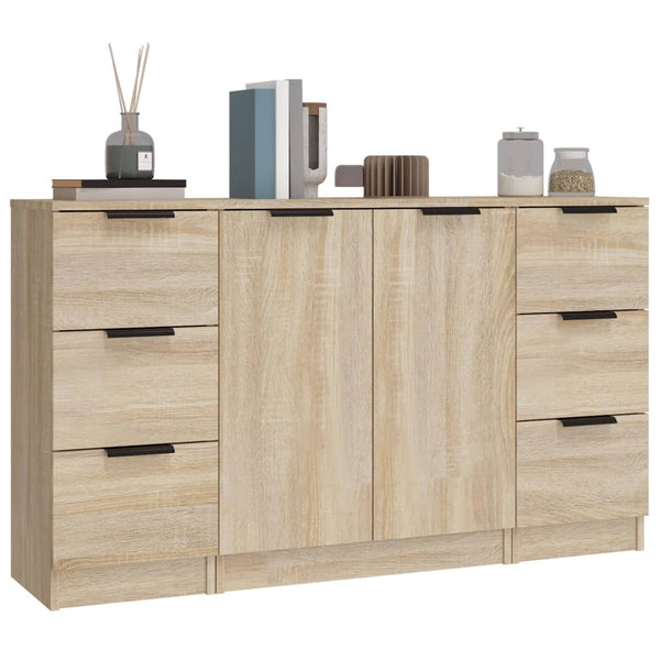 vidaXL Sideboards 3 pcs. Sonoma Oak Engineered Wood