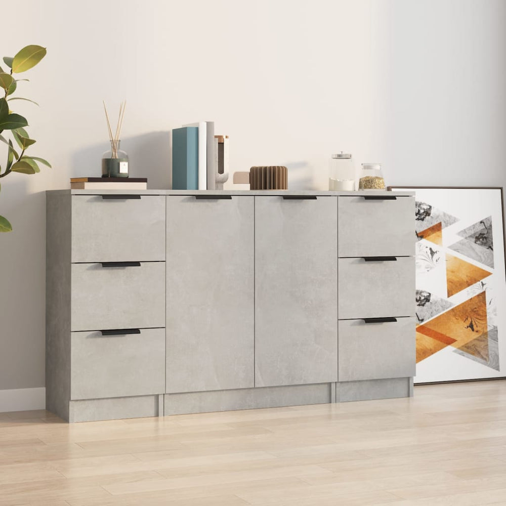 vidaXL Sideboards 3 pcs. Concrete Grey Engineered Wood