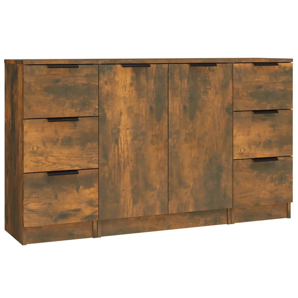 vidaXL Sideboards 3 pcs. Smoked Oak Engineered Wood