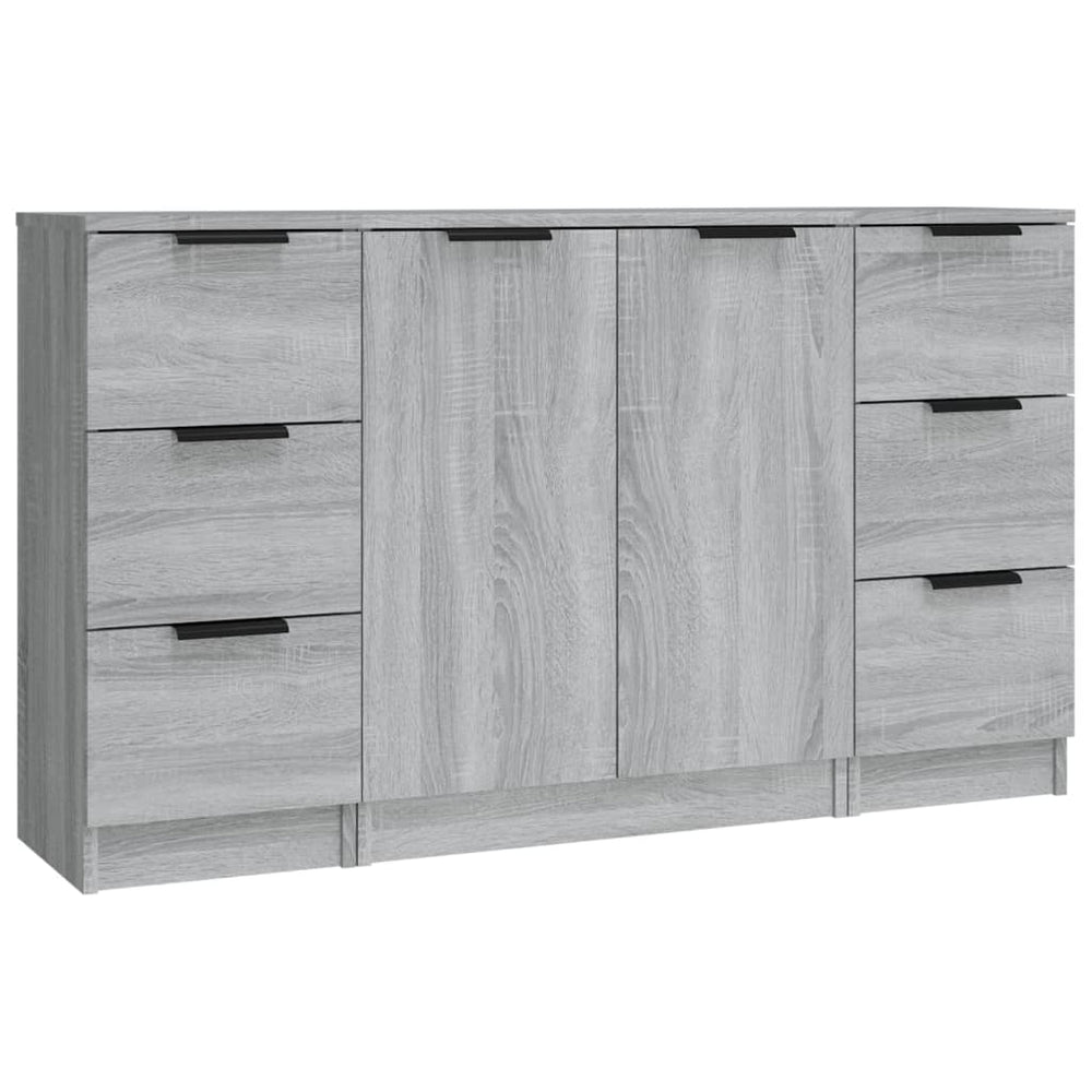 vidaXL Sideboards 3 pcs. Grey Sonoma Chipboard