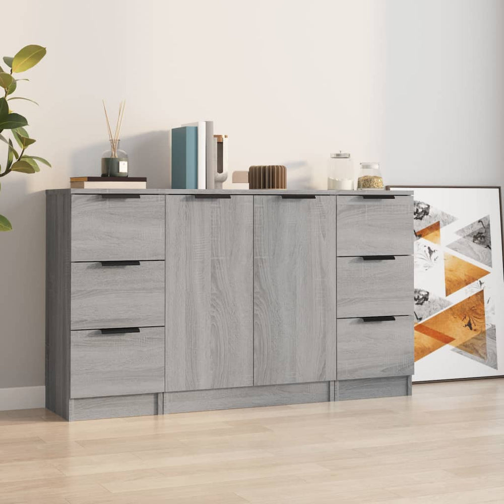 vidaXL Sideboards 3 pcs. Grey Sonoma Chipboard