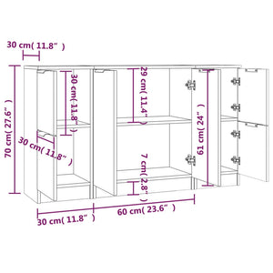 Sideboards 3 Stk. Betongrau Holzwerkstoff