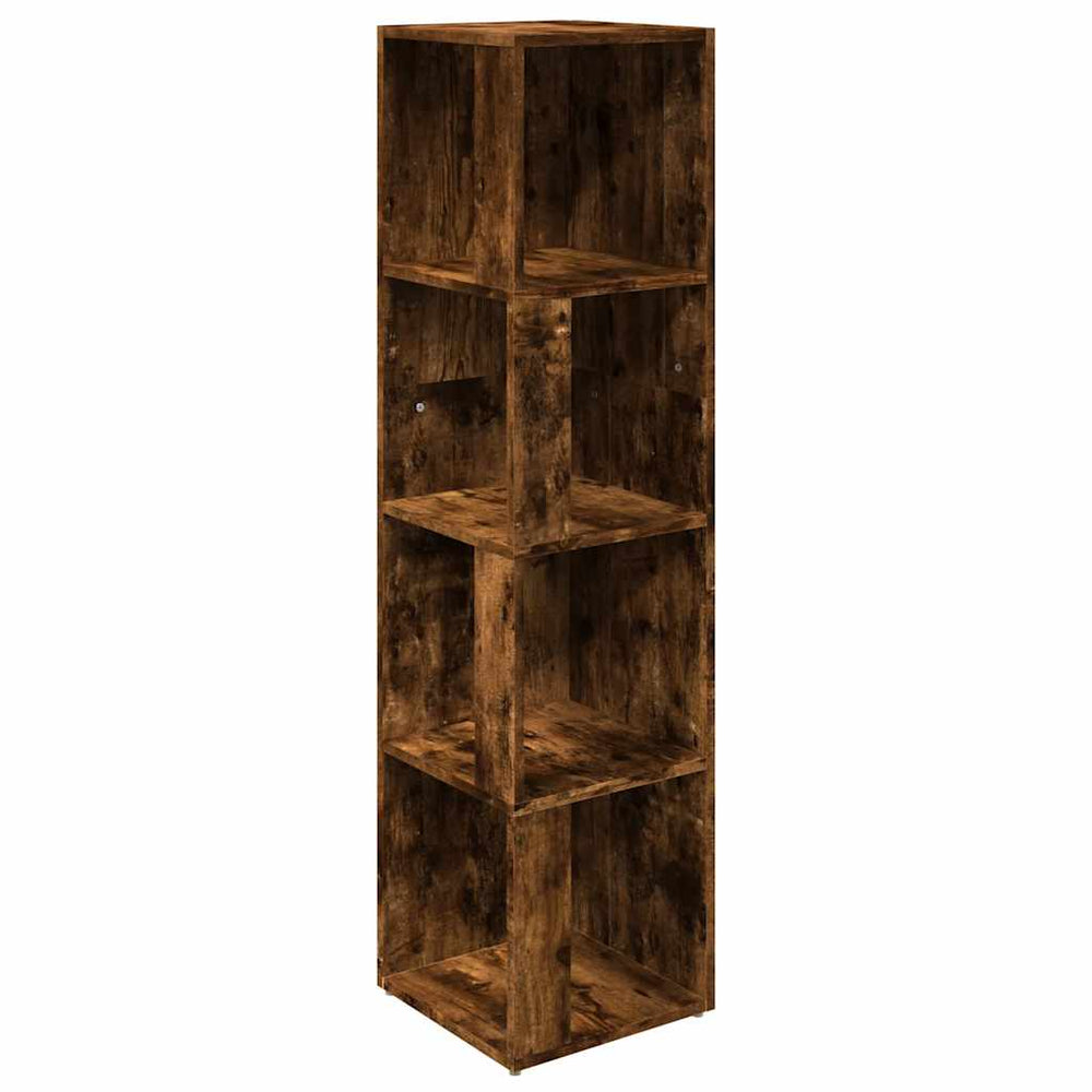 vidaXL Étagère d'angle chêne fumé 33x33x132 cm Bois d'ingénierie