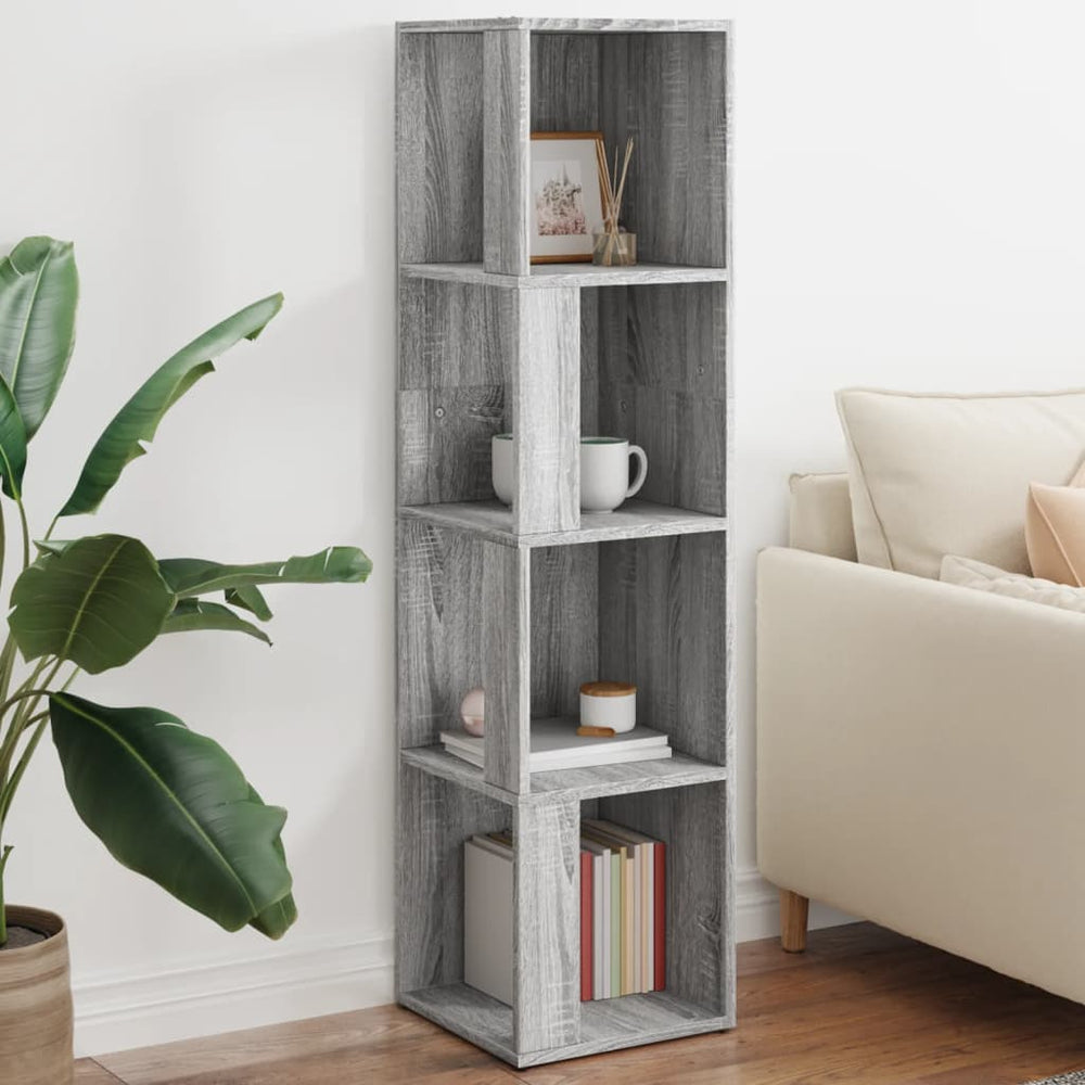 vidaXL Corner Shelf Grey Sonoma 33x33x132 cm Engineered Wood
