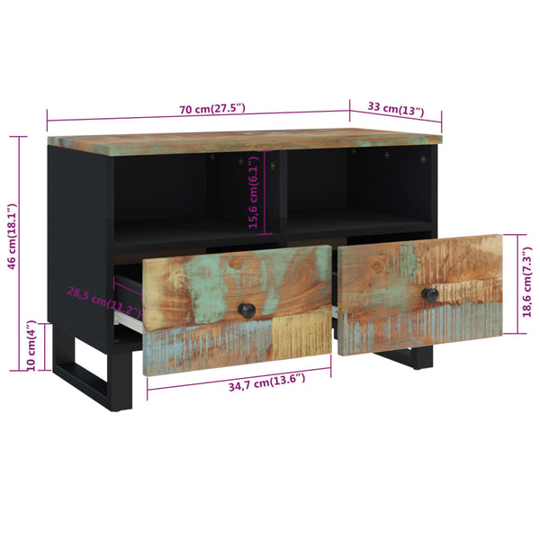 TV-Schrank Altholz Massiv 70 cm