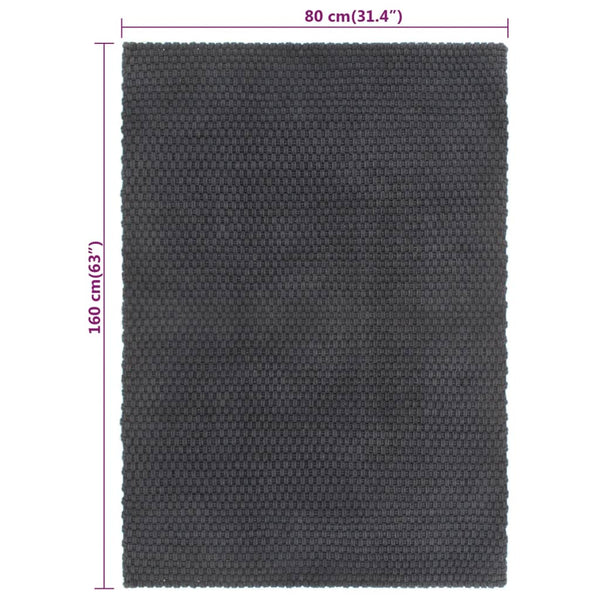 Anthrazit Baumwollteppich 80x160 cm