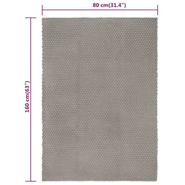 Grauer Baumwollteppich 80x160 cm