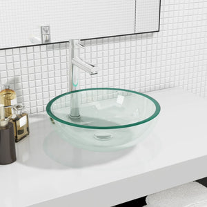 Transparentes Waschbecken aus Hartglas, 35 cm