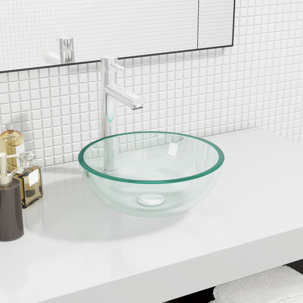 Transparentes Waschbecken aus Hartglas 30x12 cm