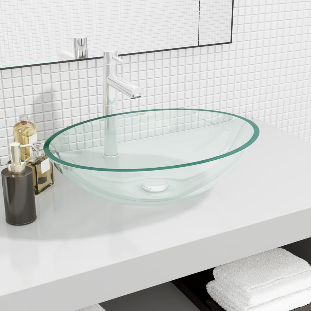 Transparentes Glaswaschbecken 50x37 cm