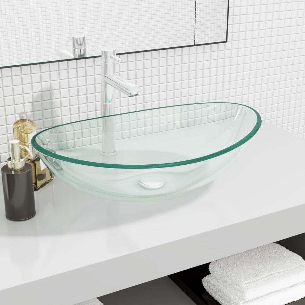 Transparentes Waschbecken aus Hartglas, 54,5 cm
