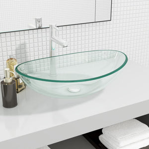 Transparentes Waschbecken aus Hartglas, 54,5 cm