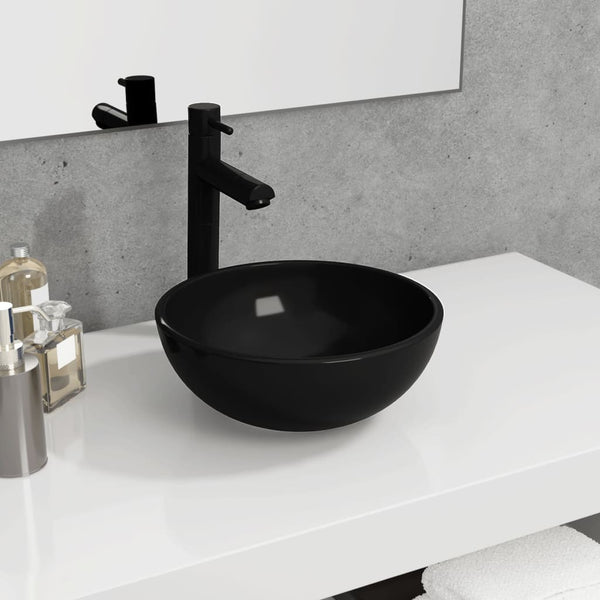 Schwarzes Waschbecken aus Hartglas, 30 cm