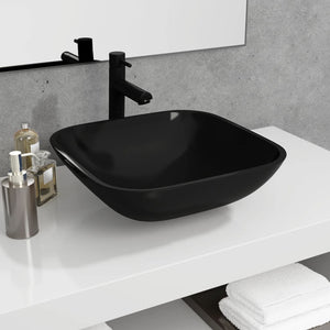 Schwarzes Glas Waschbecken 42x42 cm