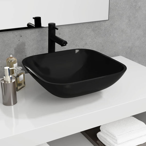 Schwarzes Glas Waschbecken 42x42 cm