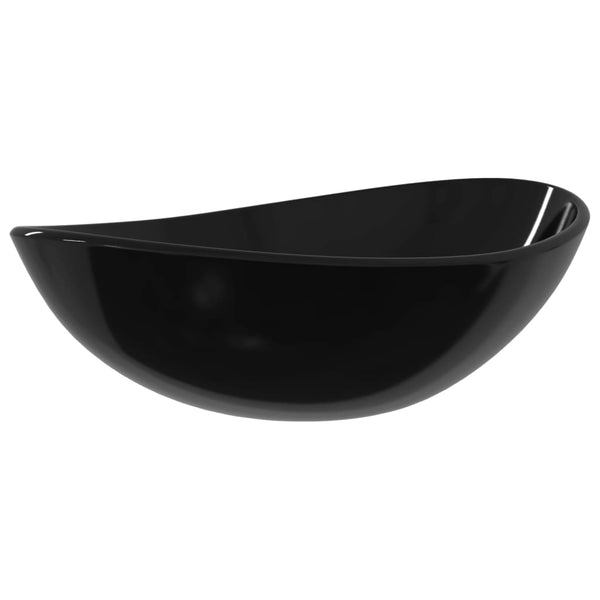 Schwarzes Waschbecken aus Hartglas, 54,5 cm