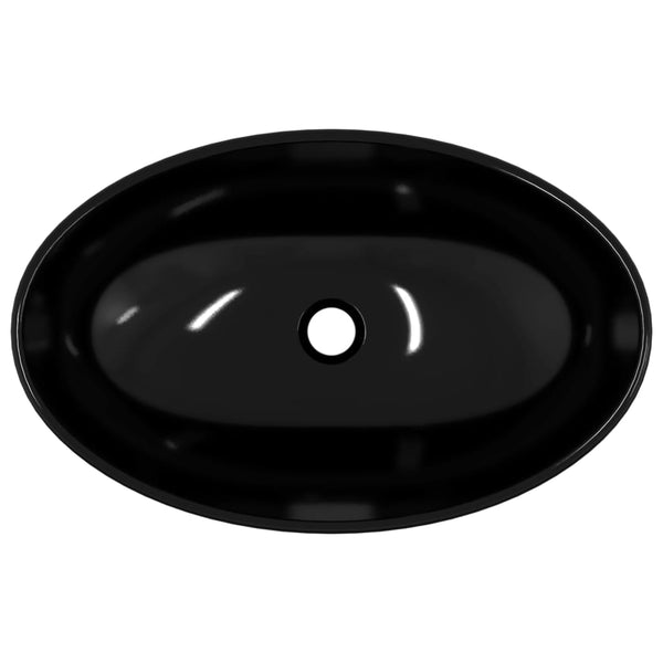 Schwarzes Waschbecken aus Hartglas, 54,5 cm