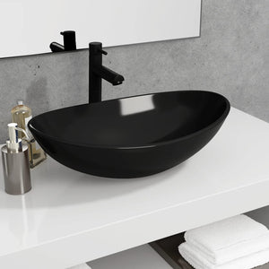 Schwarzes Waschbecken aus Hartglas, 54,5 cm