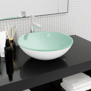 Weißes Glaswaschbecken 42x14 cm