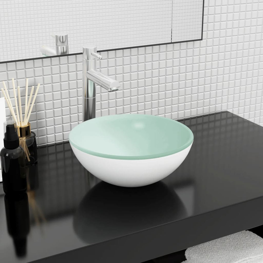 Weißes Glaswaschbecken 30x12 cm
