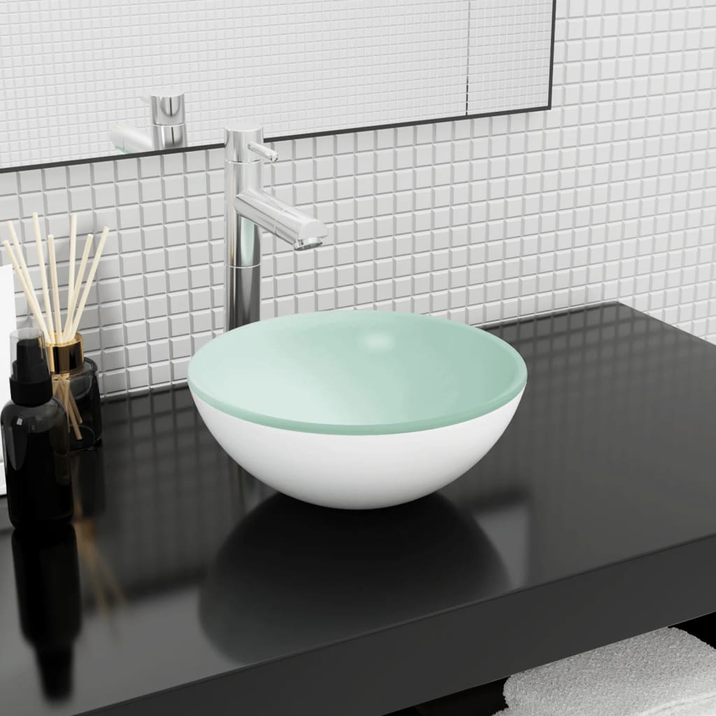 Weißes Glaswaschbecken 30x12 cm
