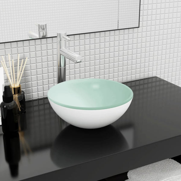 Weißes Glaswaschbecken 30x12 cm