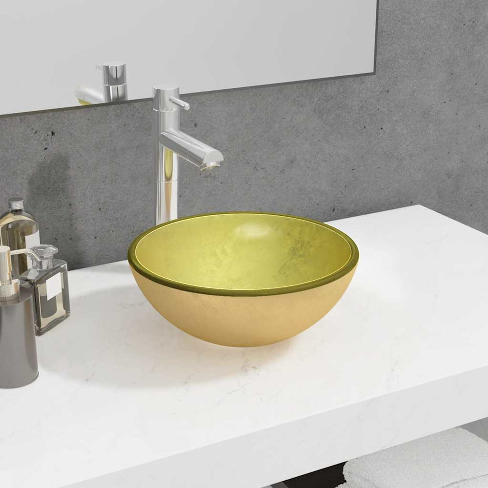 Goldenes Hartglas Waschbecken - 30x12 cm