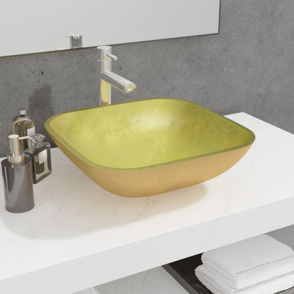 Gold Glas Waschbecken - 42x42 cm