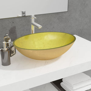 Gold Glas Waschbecken - 50x37x14 cm